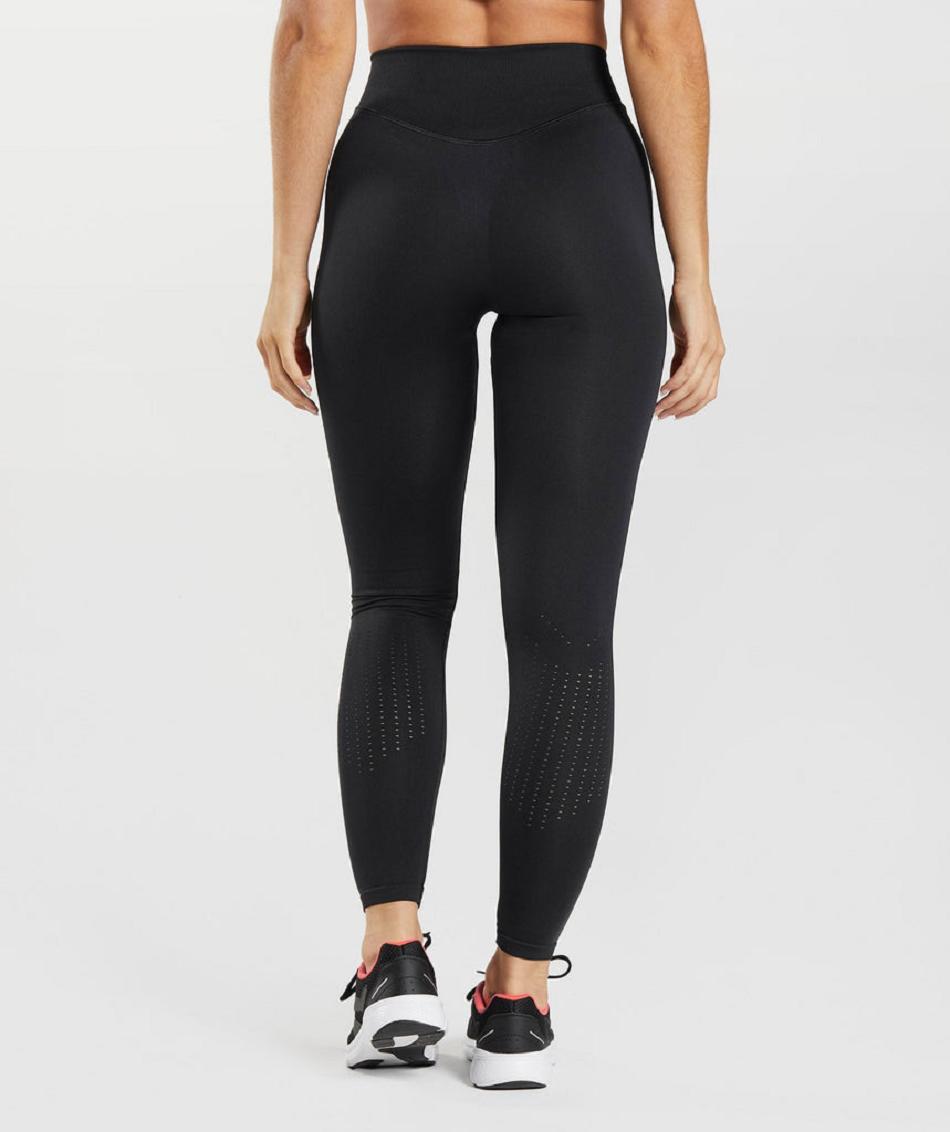 Gymshark Sweat Seamless Sculpt Ženske Tajice Crne | HR 3964MQZ